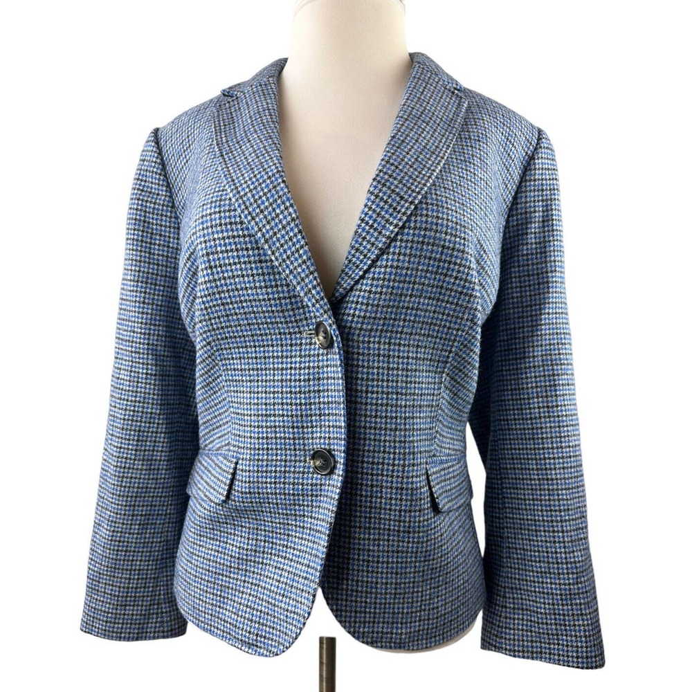 Talbots Shetland Aberdeen Blazer Tattersall Plaid Houndstooth Plus Size 20 P - Picture 2 of 11